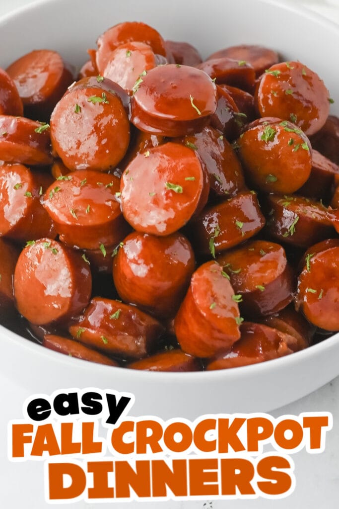 Fall Crockpot Dinner-Crockpot BBQ Sausages