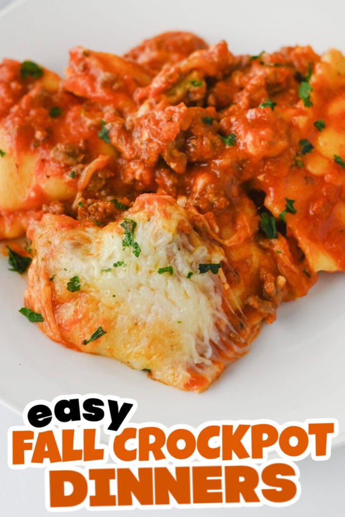 Fall Crockpot Dinner-Crockpot Ravioli Lasagna