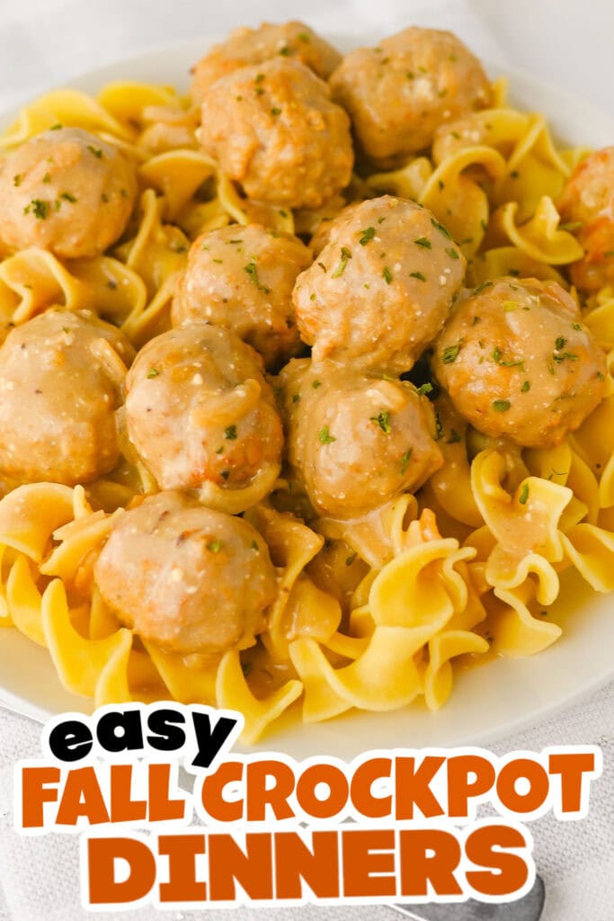 Fall Crockpot Dinner-Slow Cooker Creamy Swedish Meatballs