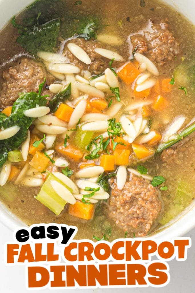 Fall Crockpot Dinner-Slow Cooker Italian Wedding Soup