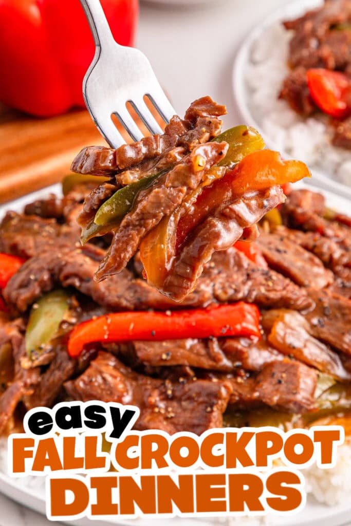 Fall Crockpot Dinner-Slow Cooker Pepper Steak
