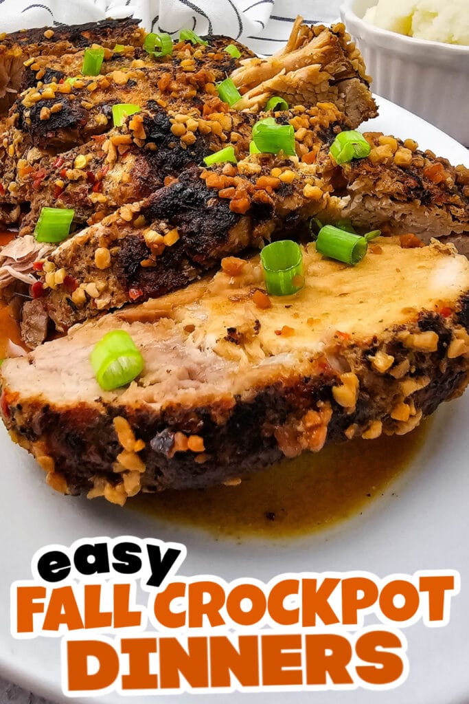 Fall Crockpot Dinner-Tender Slow Cooker Honey Garlic Pork Roast