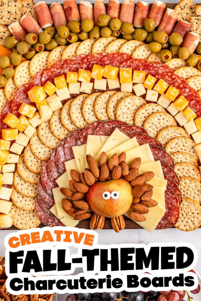 Fall Themed Charcuterie Boards-10-Minute Turkey Snack Board
