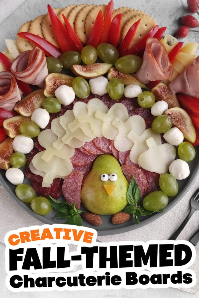 Fall Themed Charcuterie Boards-Thanksgiving Turkey Charcuterie Board