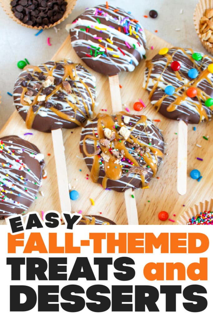 Fall Treats and Desserts-Simple Chocolate Covered Apple Sticks