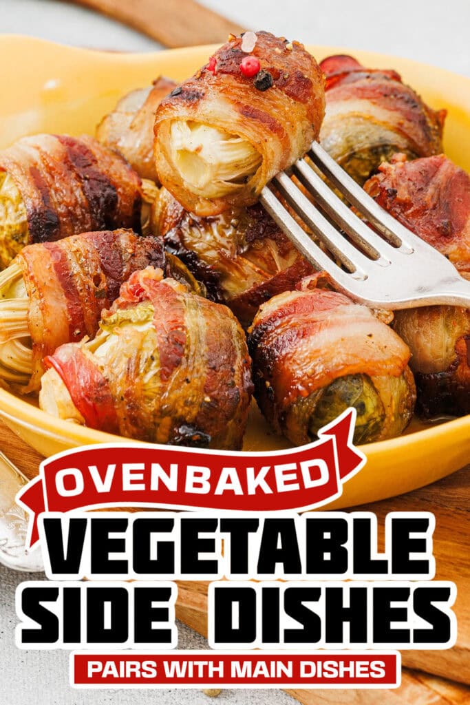 baked vegetable side dishes - Maple Glazed Bacon-Wrapped Brussels