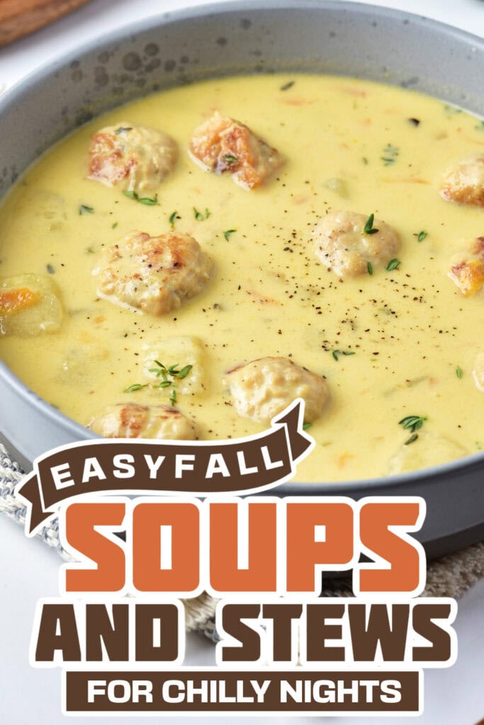 fall soups and stews -Cheesy Turkey Meatball Soup copy