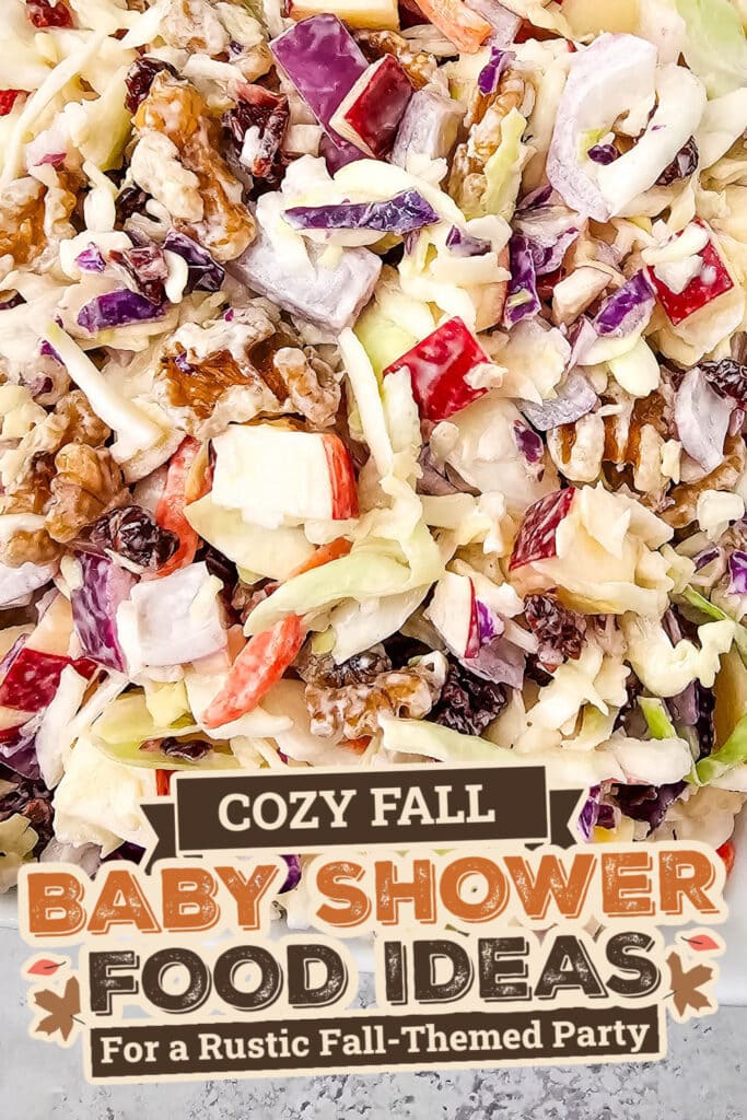 fall themed baby shower food ideas -Apple Cranberry Coleslaw Salad copy