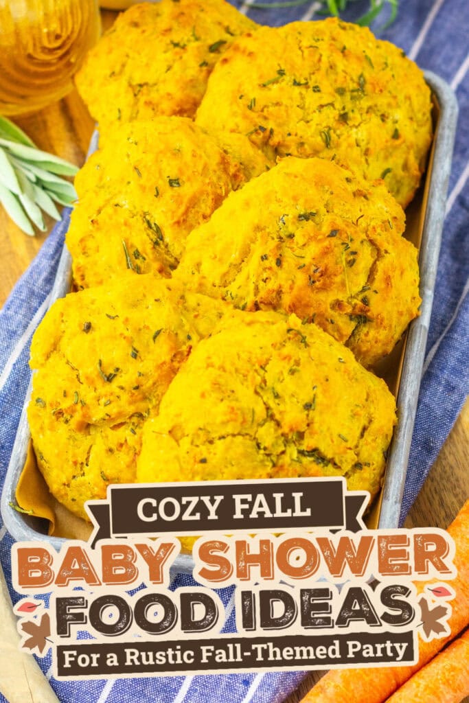 fall themed baby shower food ideas -Buttery Herb Stuffing Biscuits copy