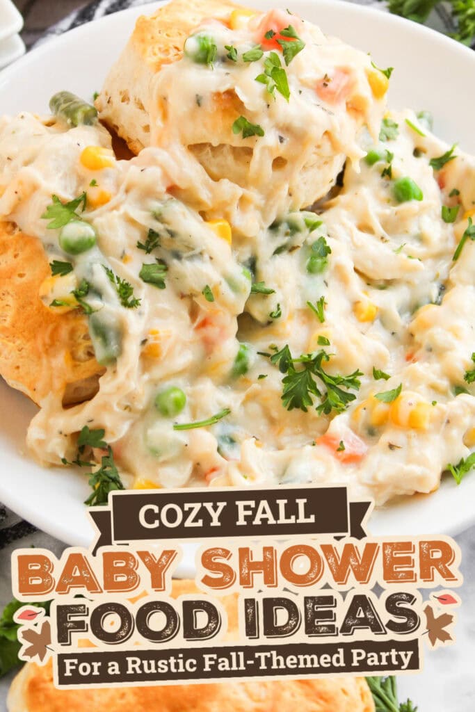 fall themed baby shower food ideas -Cheesy Chicken Pot Pie copy