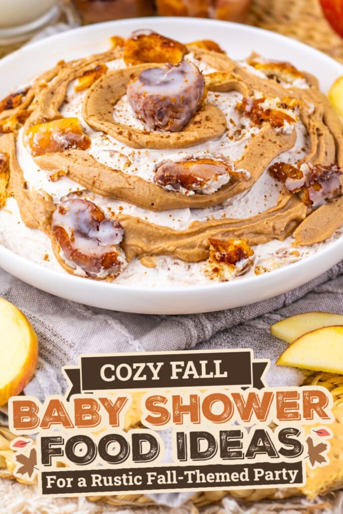 fall themed baby shower food ideas - Cinnamon Roll Dip copy