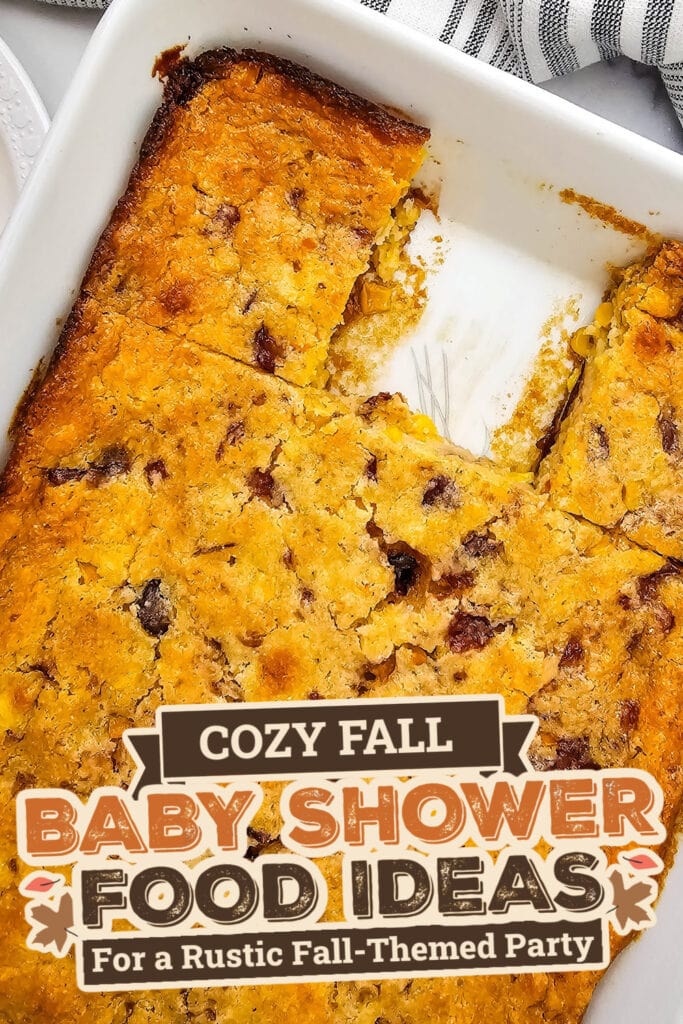fall themed baby shower food ideas -Cranberry Cornbread Casserole copy