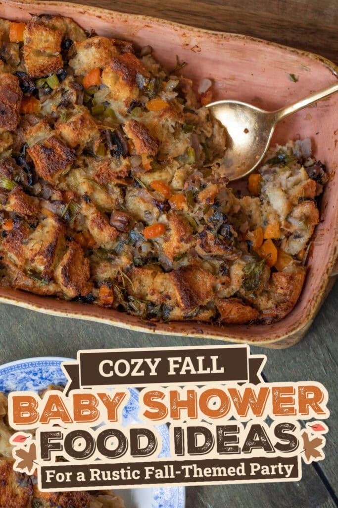 fall themed baby shower food ideas -Herb and Vegetable Stuffing copy