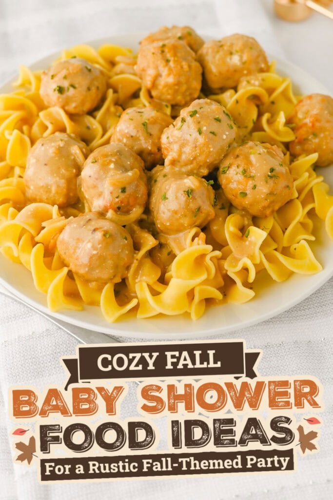 fall themed baby shower food ideas -Slow Cooker Creamy Meatballs copy