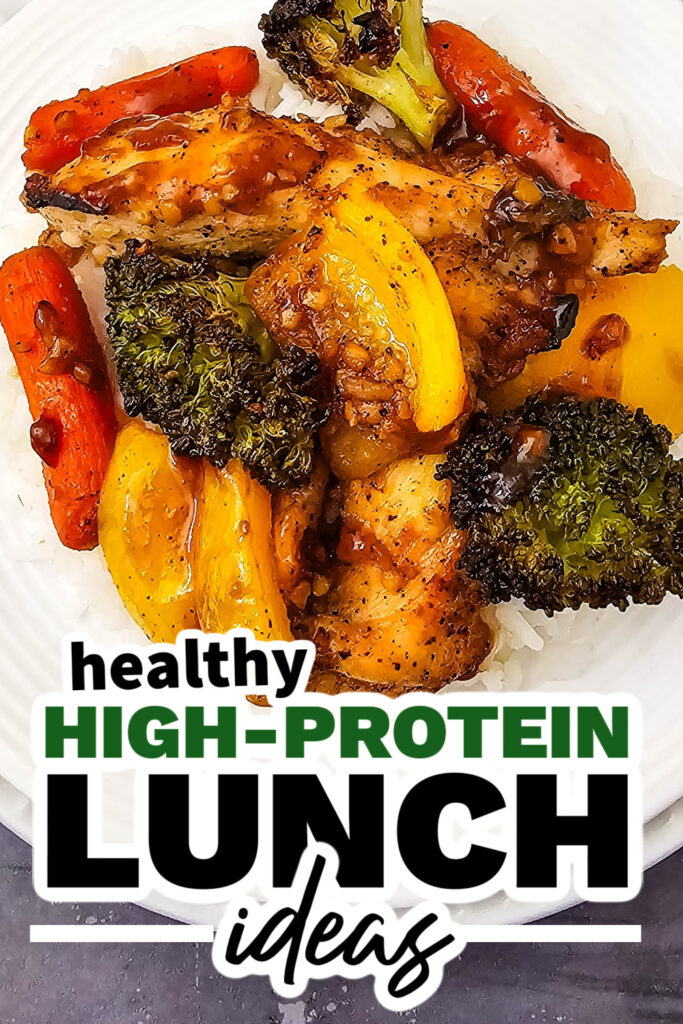 high protein lunch ideas - Sheet Pan Honey Garlic Chicken and Veggies