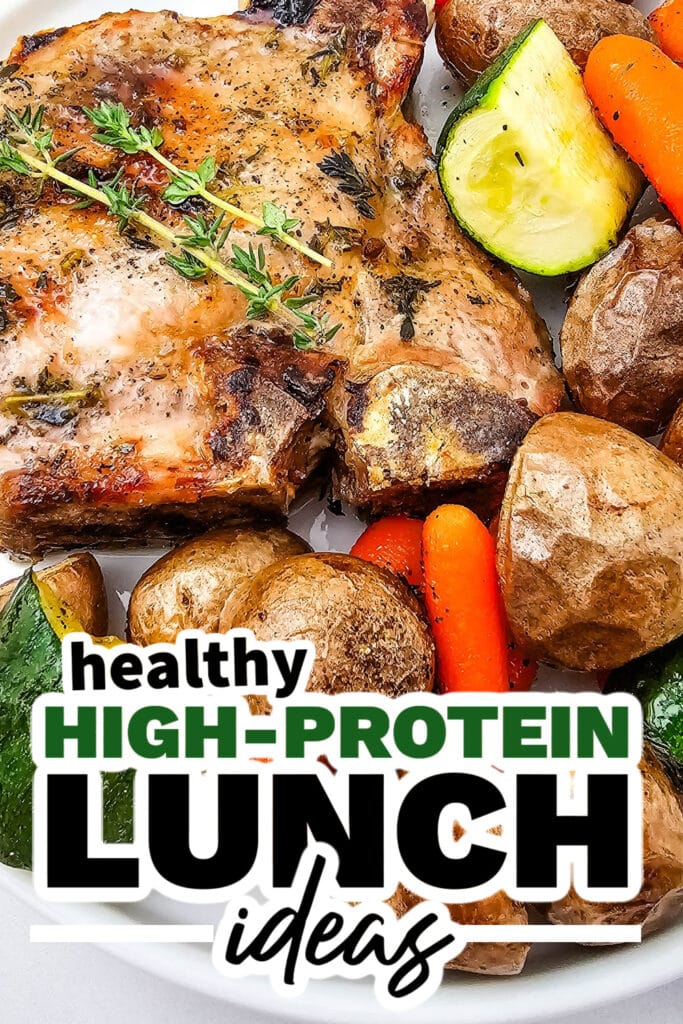 high protein lunch ideas - Sheet Pan Honey Glazed Pork Chops copy