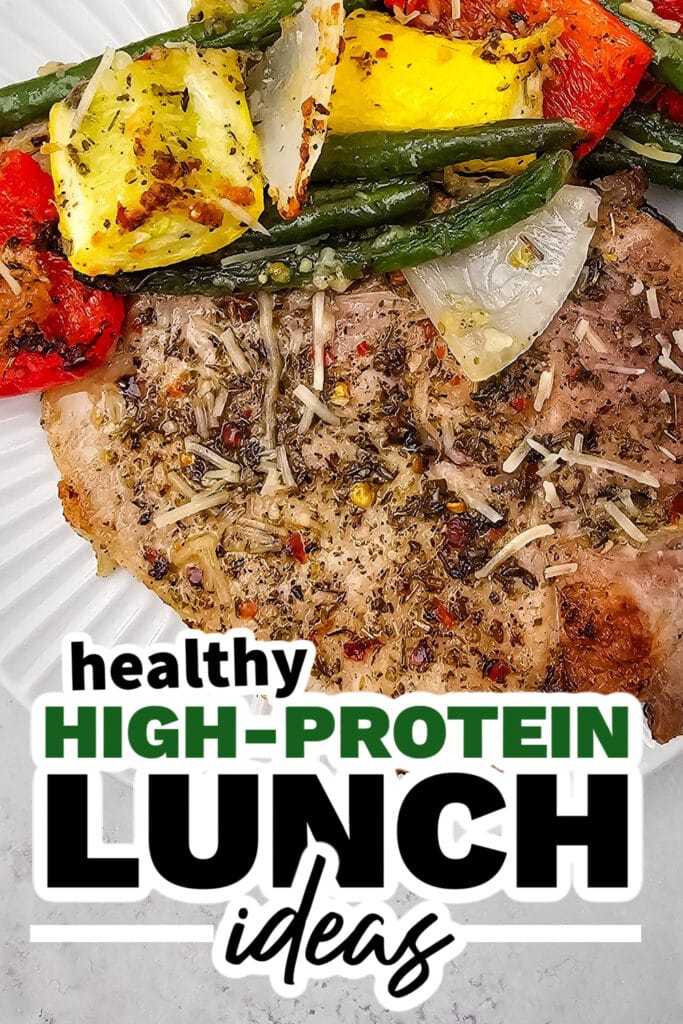 high protein lunch ideas -Sheet Pan Italian Pork Chops