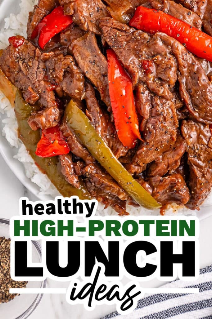high protein lunch ideas -Slow Cooker Pepper Steak