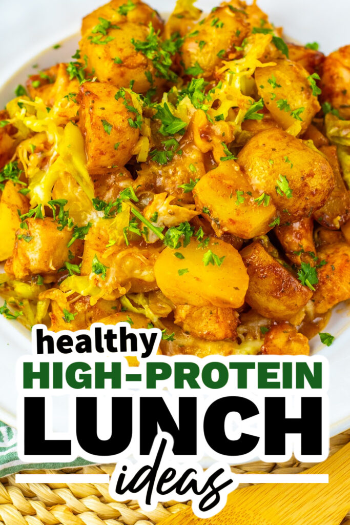 high protein lunch ideas - sheet pan mississipi chicken and potatoes