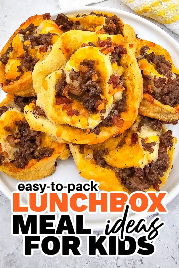 kids lunchbox meal ideas - Tasty Bacon Cheeseburger Pinwheels copy