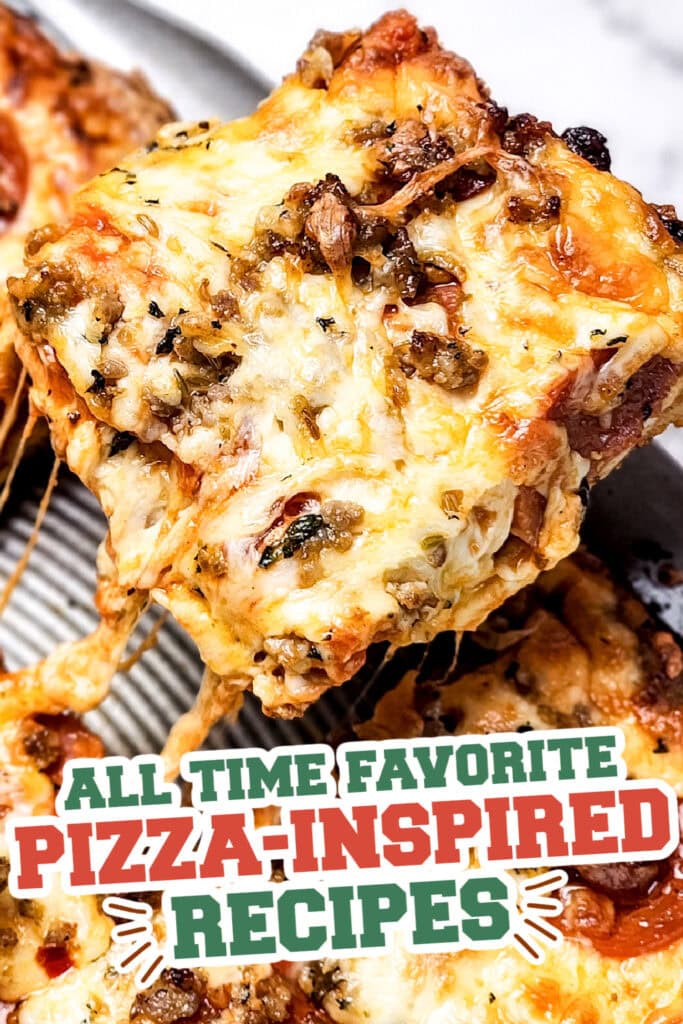 pizza inspired recipes - Cheesy Sheet Pan Italian Sausage Pizza