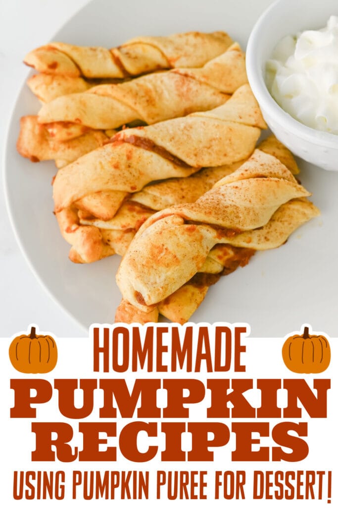 pumpkin recipes using pumpkin puree - Pumpkin Crescent Roll Twists copy