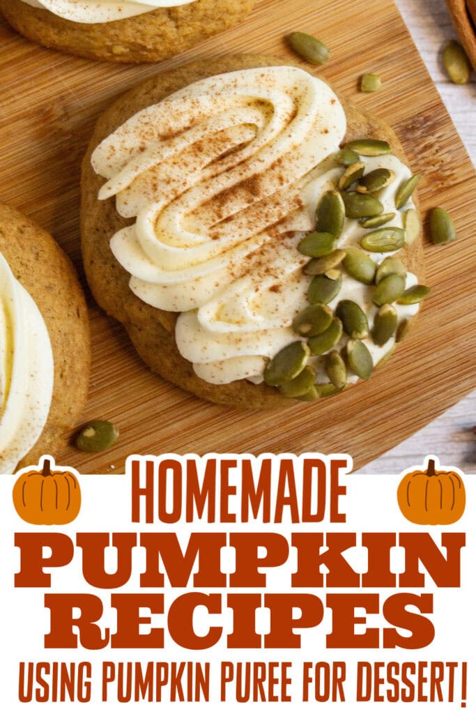 pumpkin recipes using pumpkin puree - Soft Pumpkin Cookies with Cream Cheese Frosting copy 2