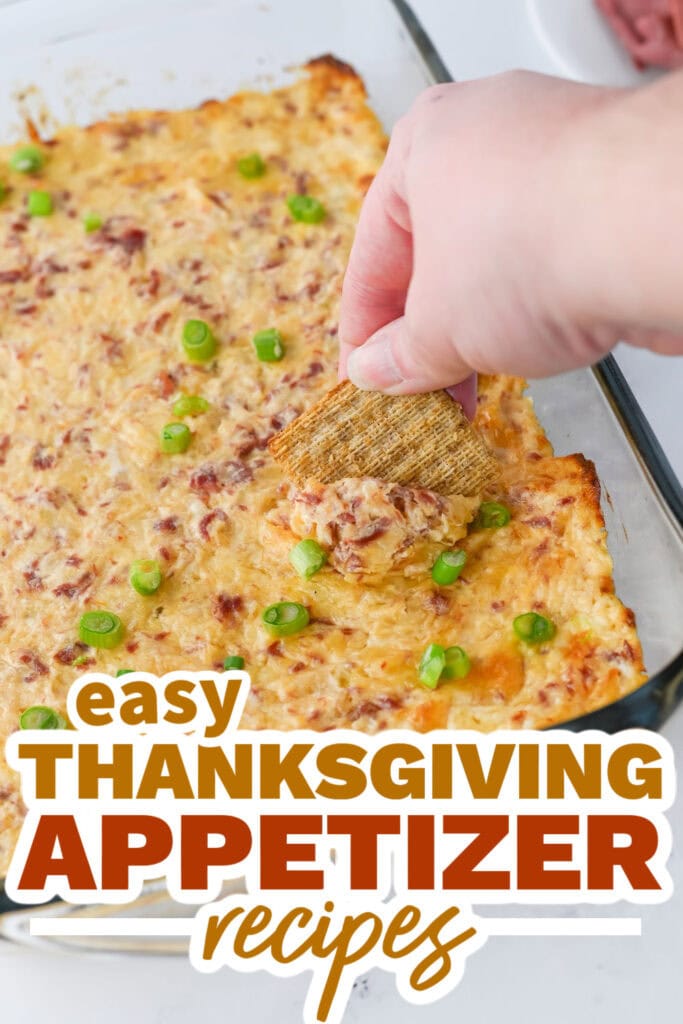thanksgiving appetizer recipes - Baked Cheesy Reuben Dip