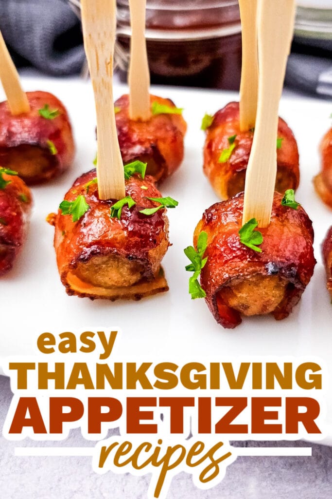 thanksgiving appetizer recipes - Juicy BBQ Bacon Wrapped Meatballs