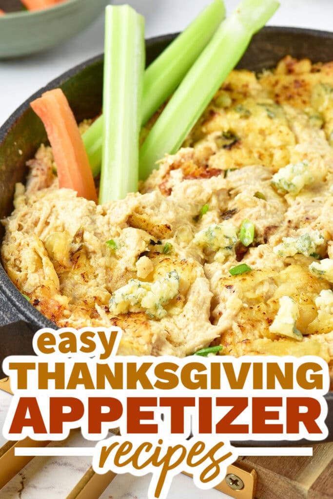 thanksgiving appetizer recipes - Leftover Turkey Cheesy Buffalo Dip