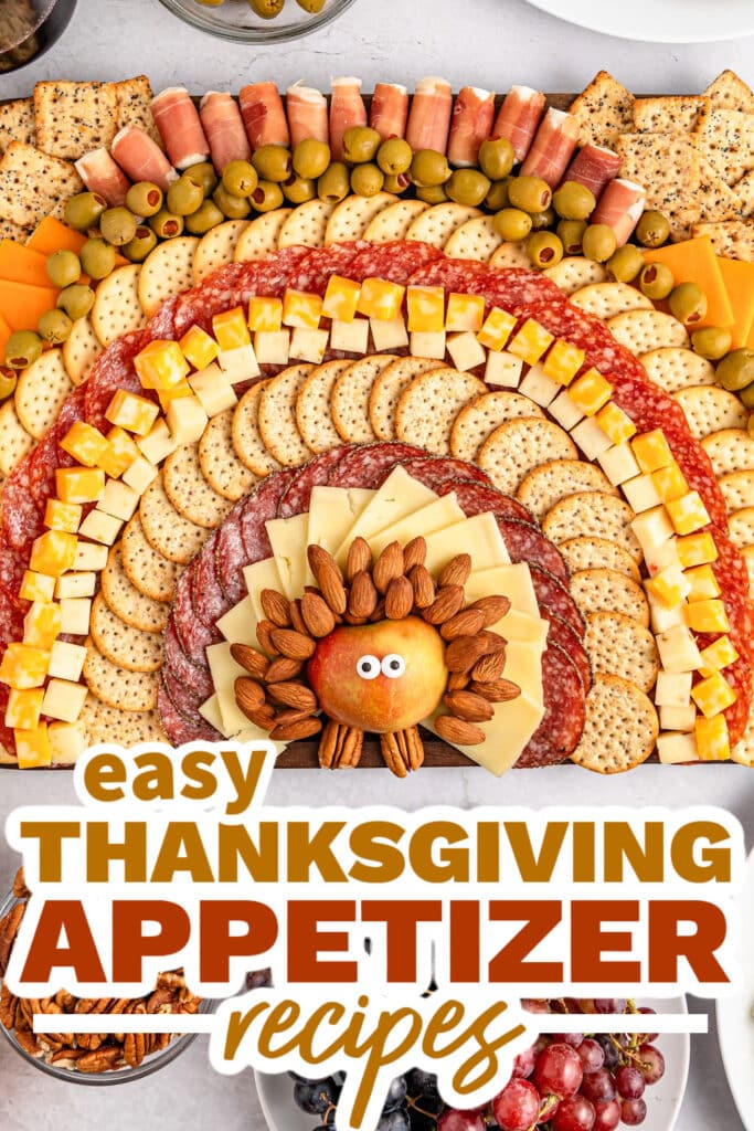 thanksgiving appetizer recipes -Thanksgiving Turkey Snack Board