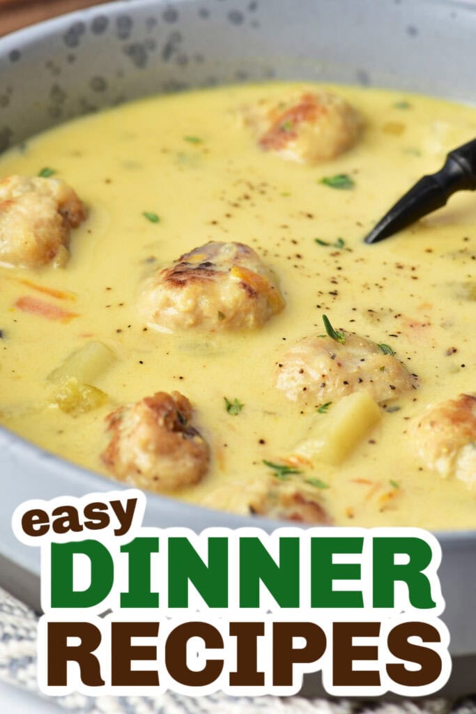 Easy Dinner Ideas-Cheesy Turkey Meatball Soup