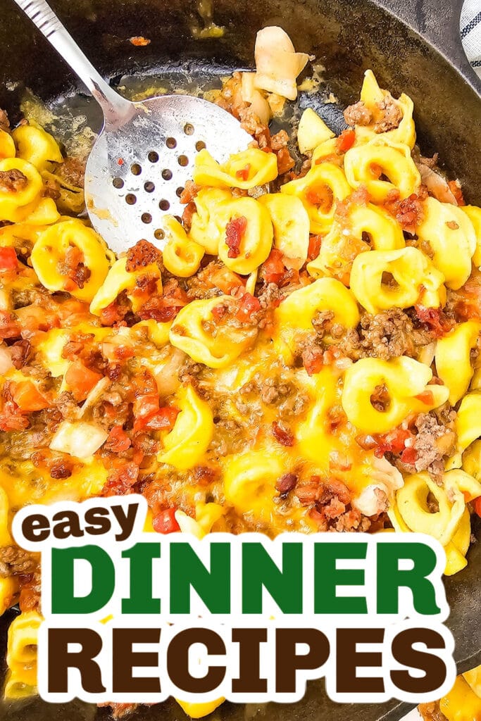 Easy Dinner Ideas-One-Pan Skillet Bacon Cheeseburger Tortellini