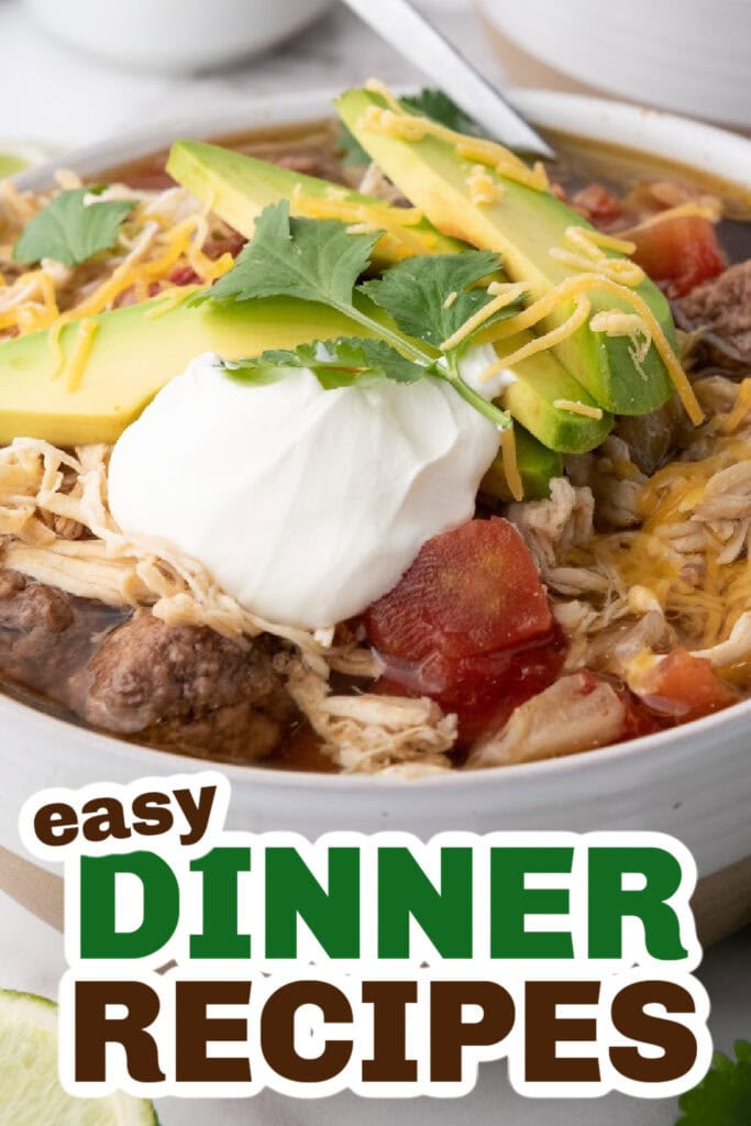 Easy Dinner Ideas-One-Pot Chicken and Beef Taco Soup