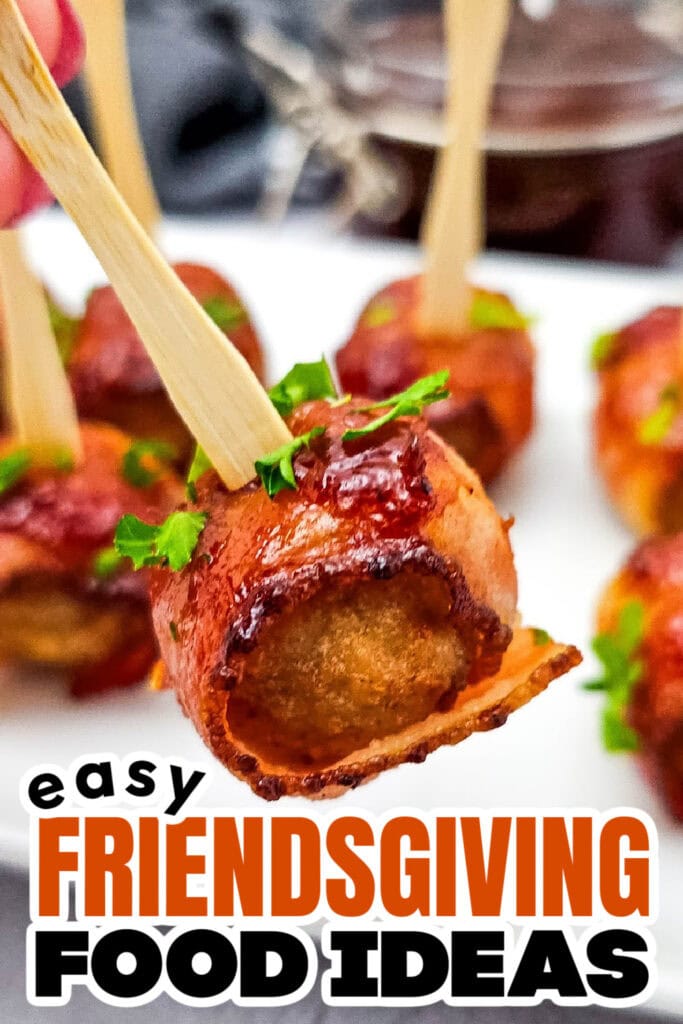 Friendsgiving Food Ideas-BBQ Bacon Wrapped Meatballs