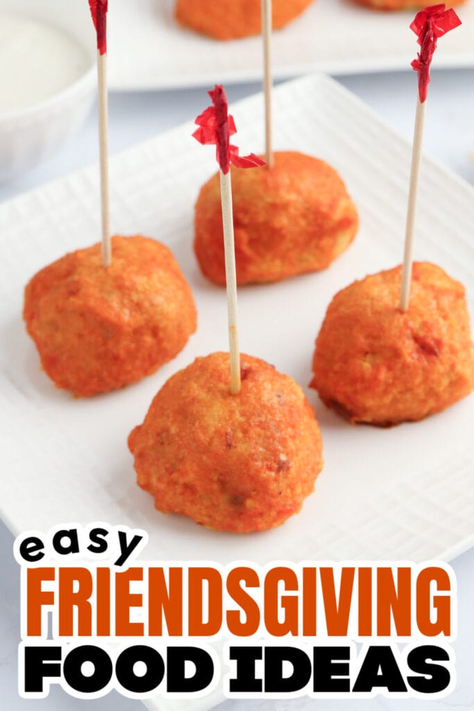 Friendsgiving Food Ideas-Baked Buffalo Chicken Meatballs