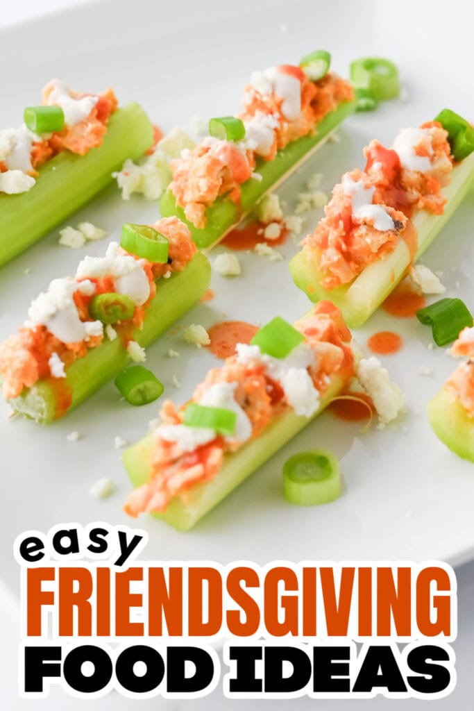 Friendsgiving Food Ideas-Buffalo Chicken Stuffed Celery