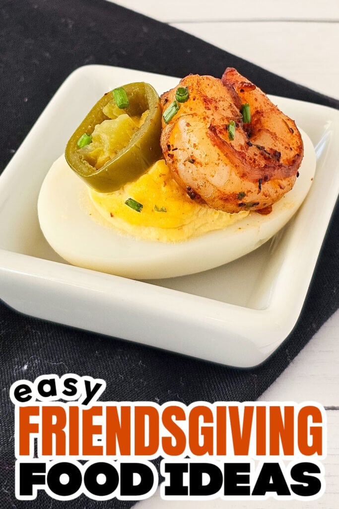 Friendsgiving Food Ideas-Cajun Deviled Eggs with Shrimp