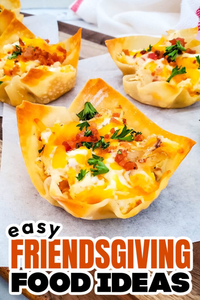 Friendsgiving Food Ideas-Cheesy Ranch Chicken Wonton Cups