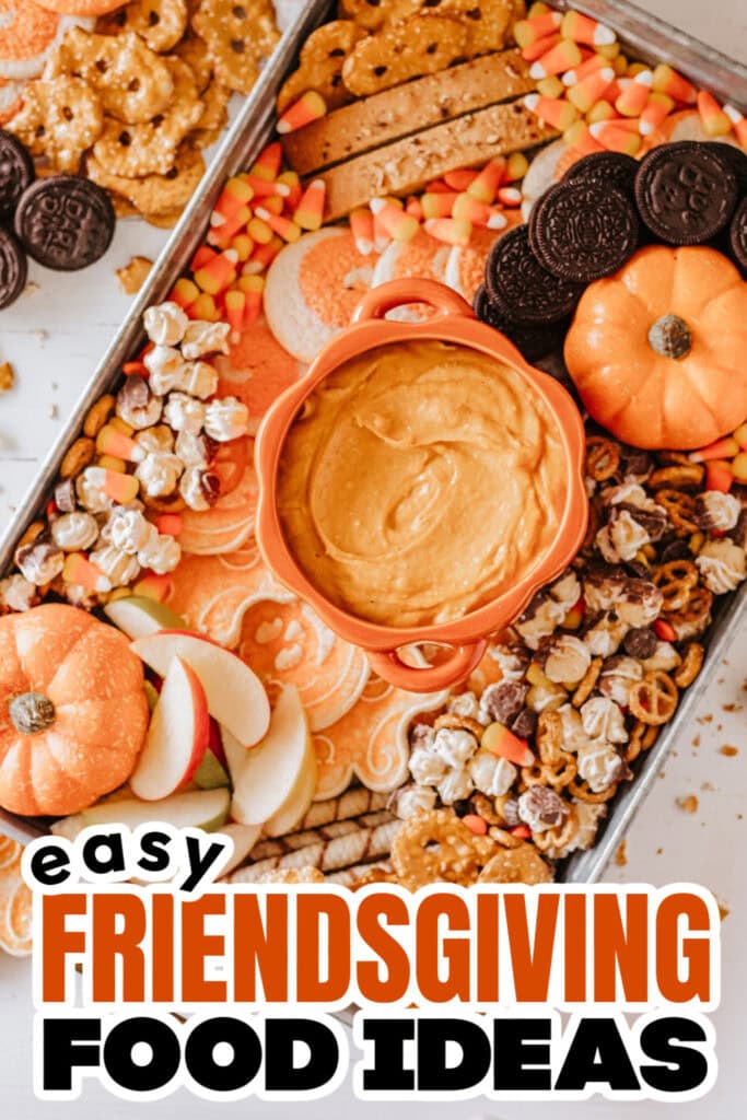Friendsgiving Food Ideas-Fall Charcuterie Board with Pumpkin Pie Dip
