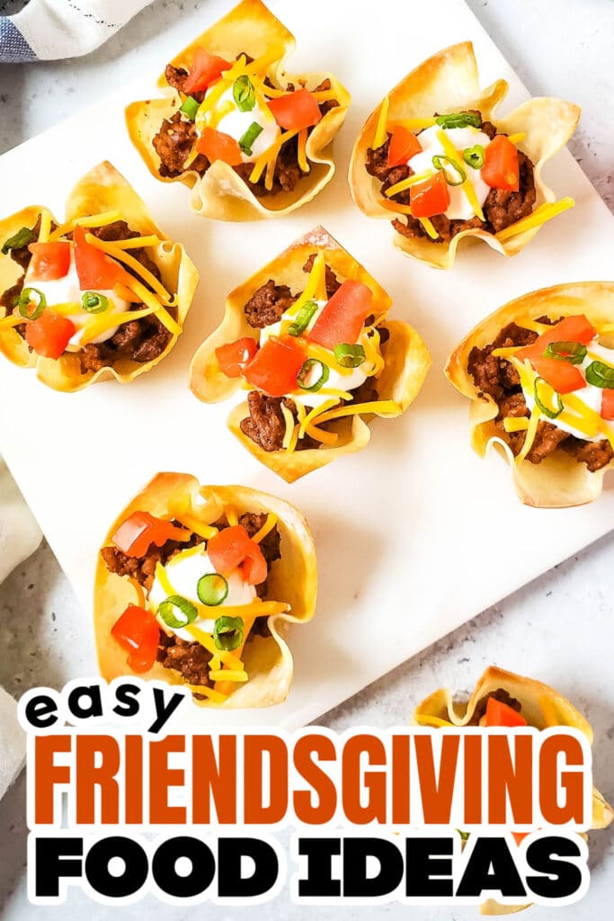 Friendsgiving Food Ideas-Taco Wonton Cups