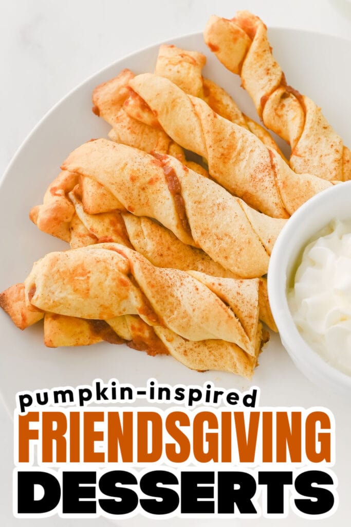 Pumpkin-Inspired Friendsgiving Dessert-Pumpkin Crescent Roll Twists