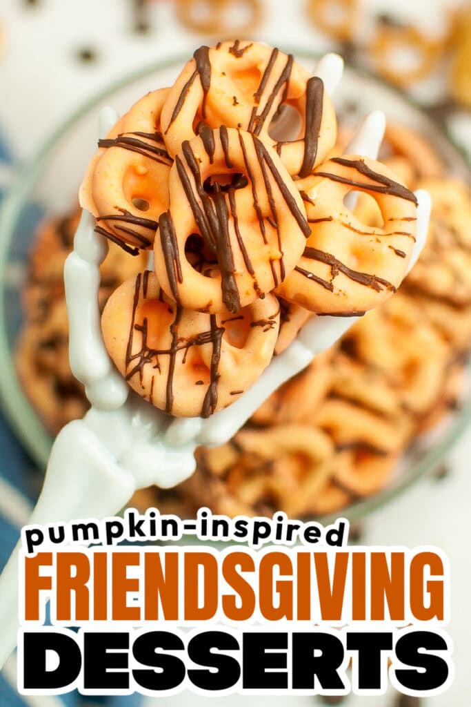 Pumpkin-Inspired Friendsgiving Dessert- Pumpkin Spice Chocolate Dipped Pretzels