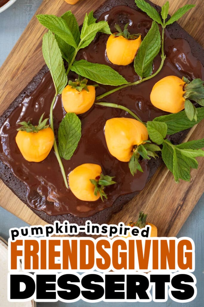 Pumpkin-Inspired Friendsgiving Dessert-Strawberry Pumpkin Patch Brownie Cake