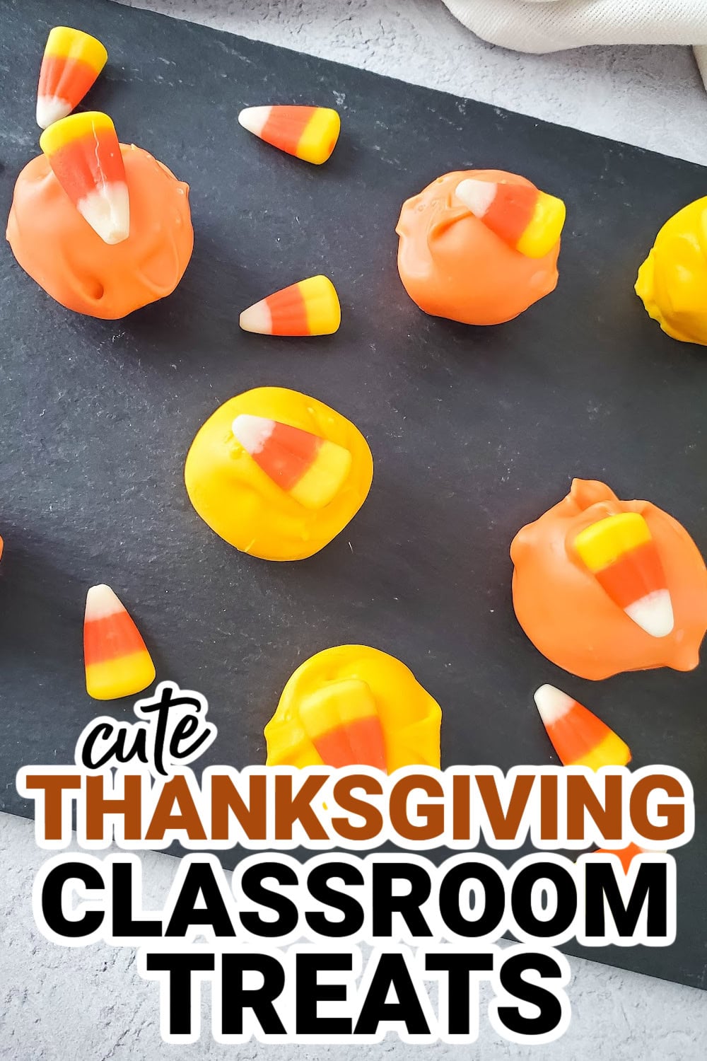Thanksgiving Classroom Treats-Candy Corn Oreo Truffles
