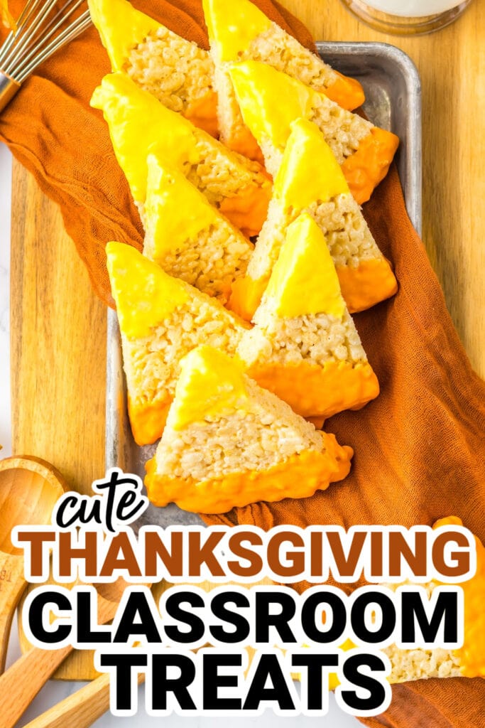 Thanksgiving Classroom Treats-Candy Corn Rice Krispies