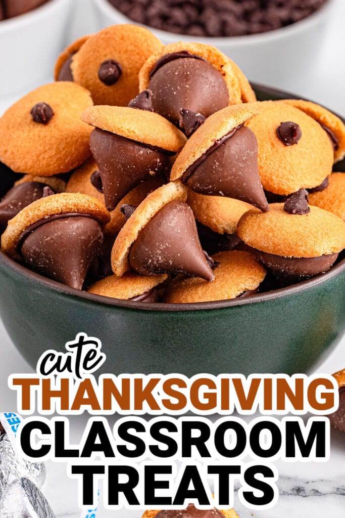Thanksgiving Classroom Treats-Chocolate Kiss Acorns