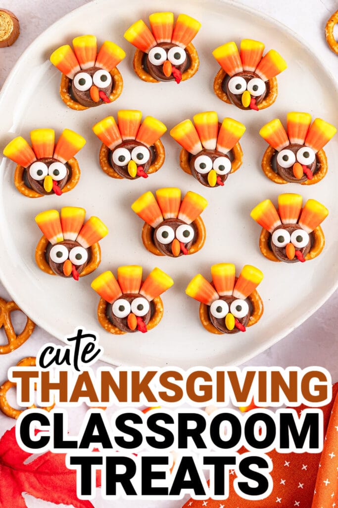 Thanksgiving Classroom Treats-Rolo Pretzel Turkeys