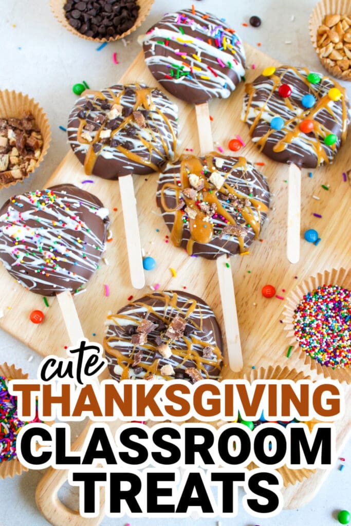 Thanksgiving Classroom Treats-Sweet and Simple Chocolate Covered Apple Sticks