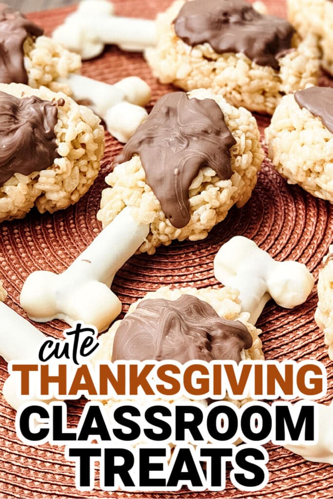 Thanksgiving Classroom Treats-Turkey Leg Rice Krispies